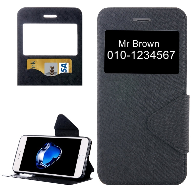 For iPhone 8 Plus & 7 Plus   Cross Texture Horizontal Flip Leather Case with Call Display ID & Holder & Card Slot