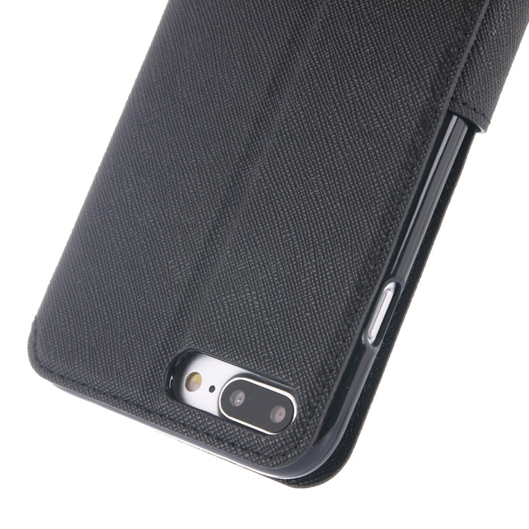 For iPhone 8 Plus & 7 Plus   Cross Texture Horizontal Flip Leather Case with Call Display ID & Holder & Card Slot