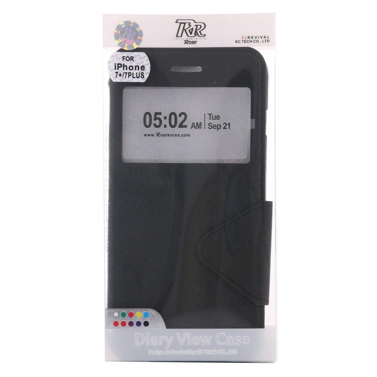 For iPhone 8 Plus & 7 Plus   Cross Texture Horizontal Flip Leather Case with Call Display ID & Holder & Card Slot