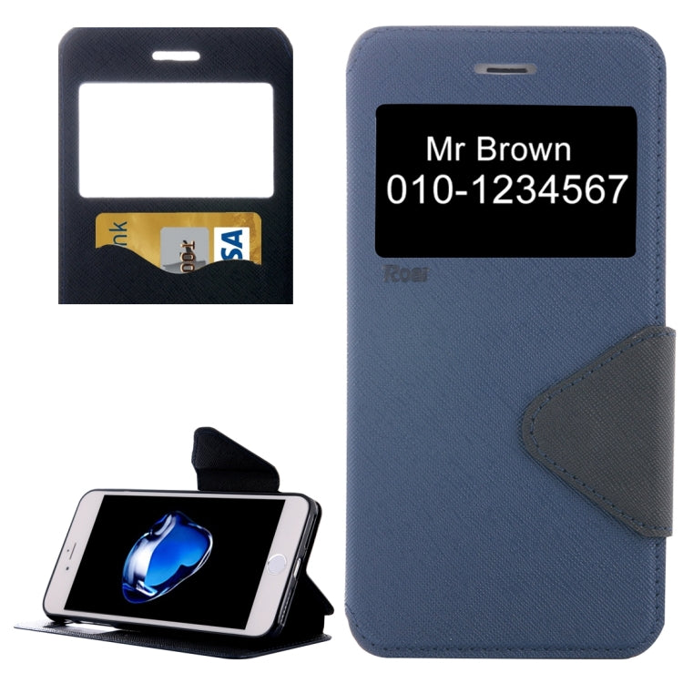 For iPhone 8 Plus & 7 Plus   Cross Texture Horizontal Flip Leather Case with Call Display ID & Holder & Card Slot