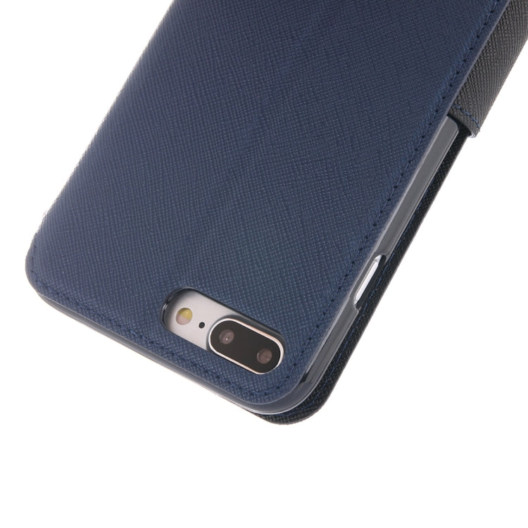 For iPhone 8 Plus & 7 Plus   Cross Texture Horizontal Flip Leather Case with Call Display ID & Holder & Card Slot