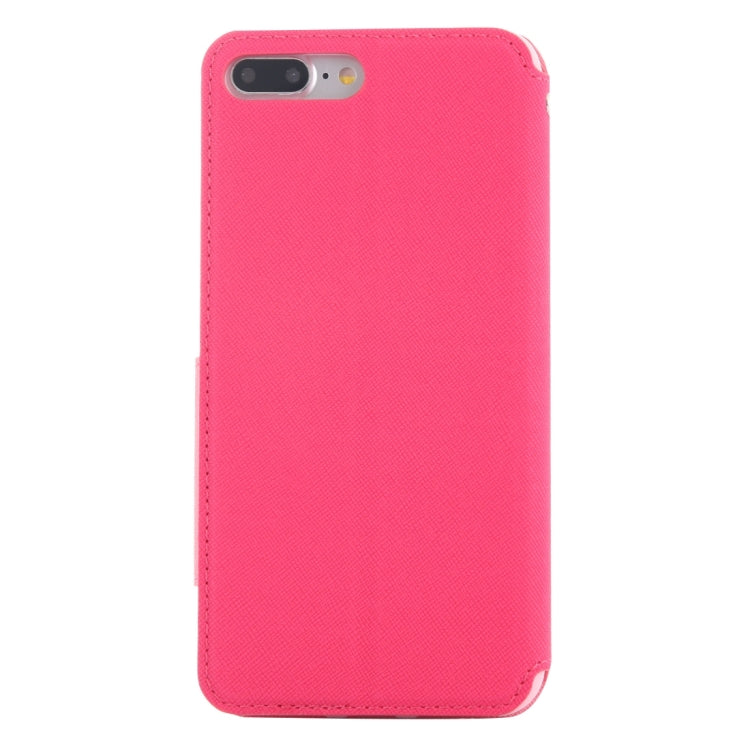 For iPhone 8 Plus & 7 Plus   Cross Texture Horizontal Flip Leather Case with Call Display ID & Holder & Card Slot