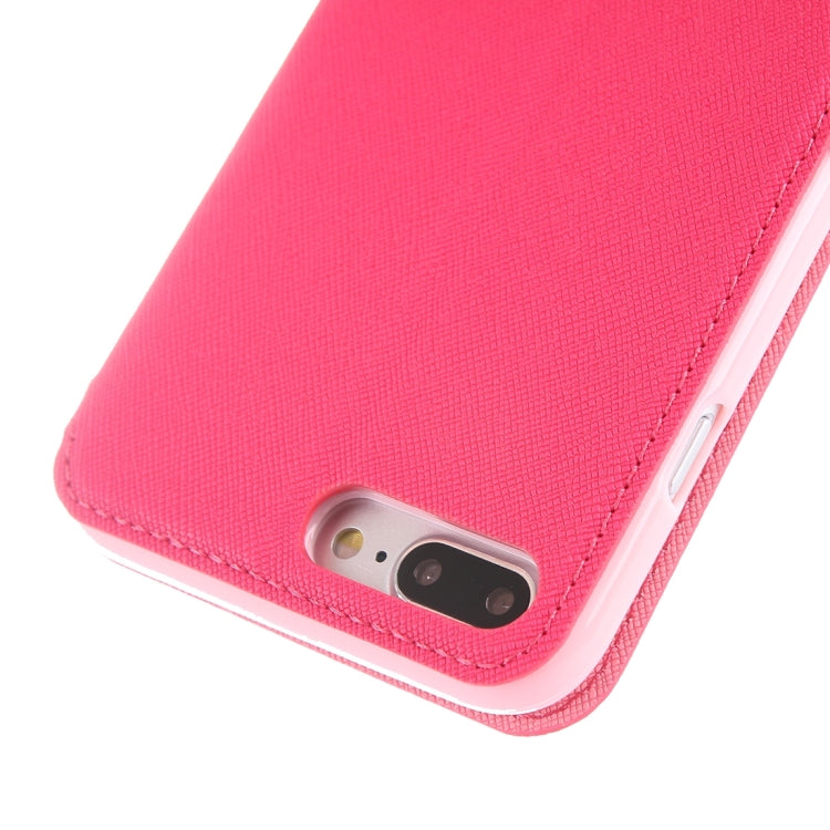 For iPhone 8 Plus & 7 Plus   Cross Texture Horizontal Flip Leather Case with Call Display ID & Holder & Card Slot