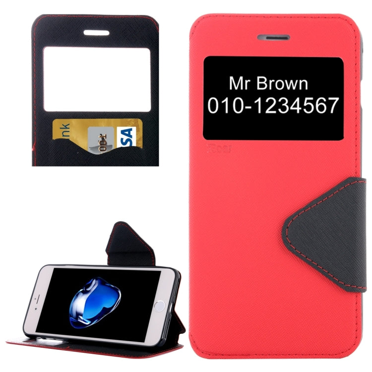 For iPhone 8 Plus & 7 Plus   Cross Texture Horizontal Flip Leather Case with Call Display ID & Holder & Card Slot