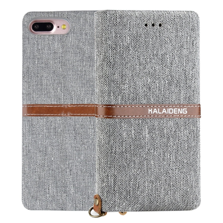KALAIDENG FUNWEAR X Series for iPhone 8 Plus & 7 Plus   Linen Leather + TPU Horizontal Flip Leather Case with Card Slots & Holder & Lanyard(Grey)