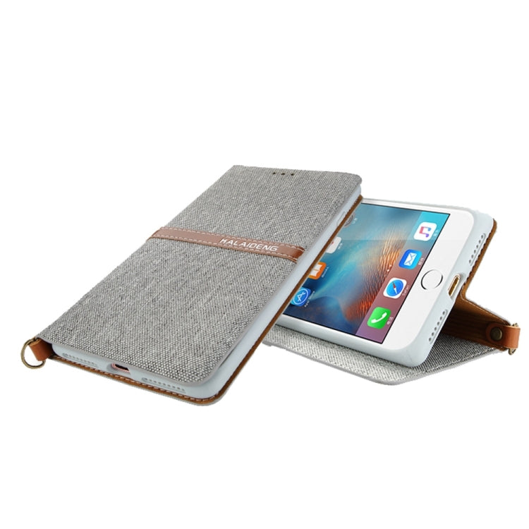 KALAIDENG FUNWEAR X Series for iPhone 8 Plus & 7 Plus   Linen Leather + TPU Horizontal Flip Leather Case with Card Slots & Holder & Lanyard(Grey)