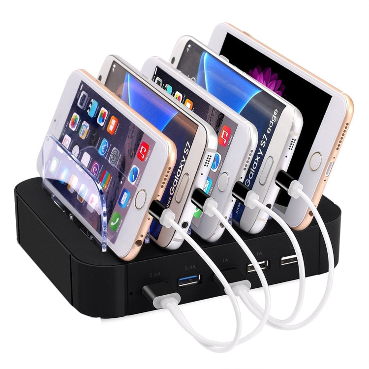 Portable 5V 30W 5-USB Port Smart Quick Charger with Charging Cable, For Smartphones & Tablets & Power Bank & Bluetooth Headset, 100-240V Wide Voltage, US Plug