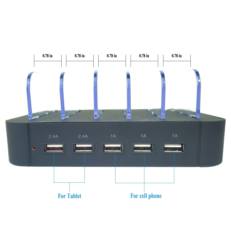 Portable 5V 30W 5-USB Port Smart Quick Charger with Charging Cable