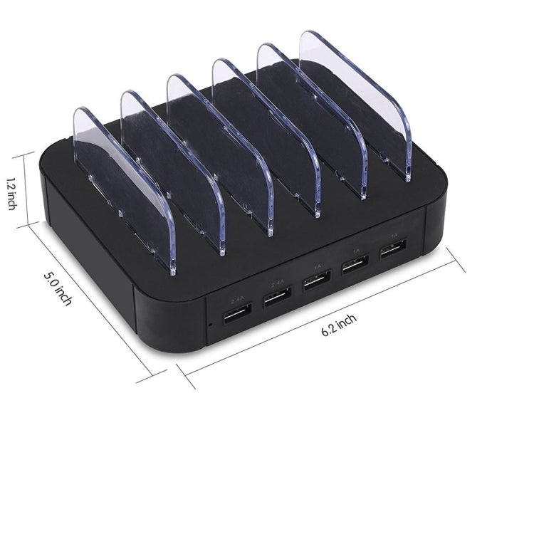 Portable 5V 30W 5-USB Port Smart Quick Charger with Charging Cable