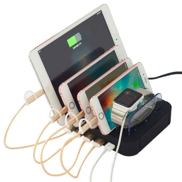 Portable 5V 30W 5-USB Port Smart Quick Charger with Charging Cable