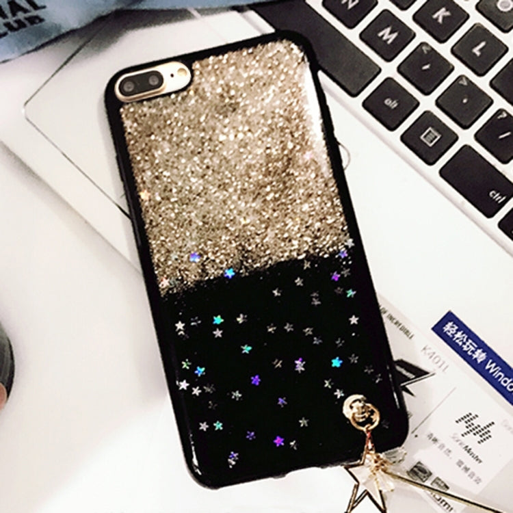 For iPhone 8 Plus & 7 Plus   Gold Glitter Powder Full Coverage Protective Back Cover Soft Case with Star Pendant