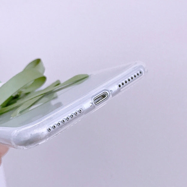 For iPhone 8 Plus & 7 Plus   Cute Bell and Bowknot Ribbon Transparent Protective Back Cover Case (Green)
