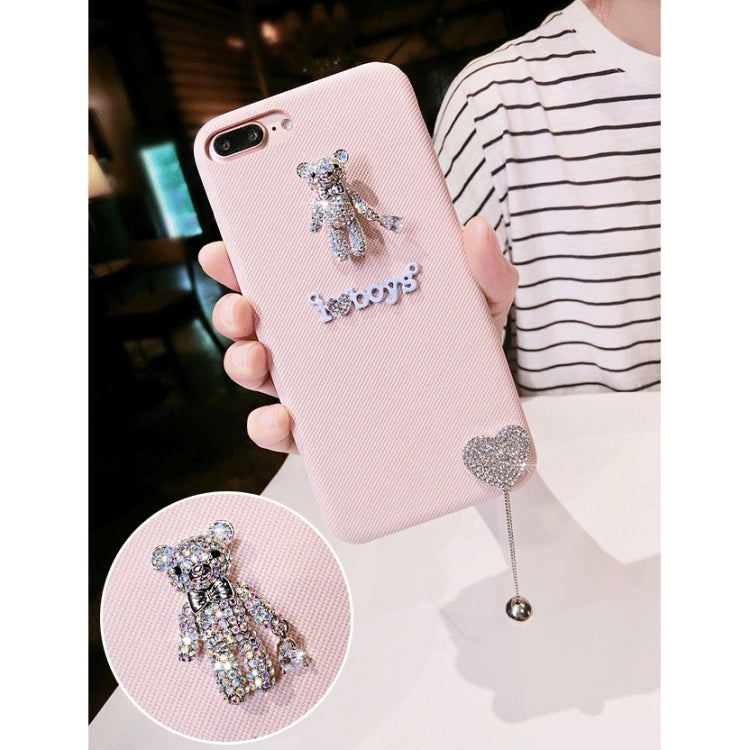 For iPhone 8 Plus & 7 Plus   Diamond Bear Love Pendant Protective Case Back Cover