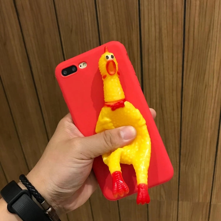 For iPhone 8 Plus & 7 Plus   Funny 3D Silicone Screaming Chicken Protective Case Back Cover
