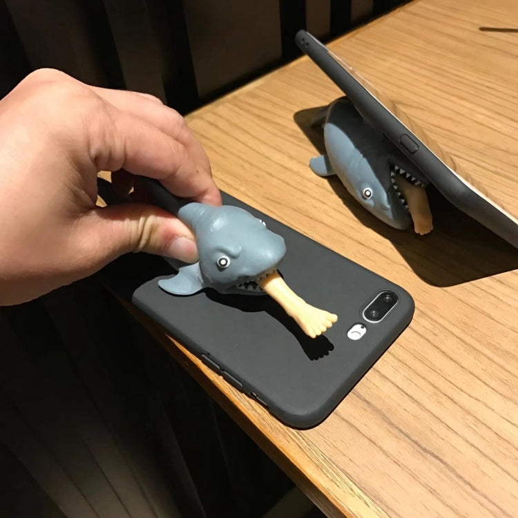 For iPhone 8 Plus & 7 Plus   Personality 3D Silicone Man Eating Shark Protective Case Back Cover (Black)