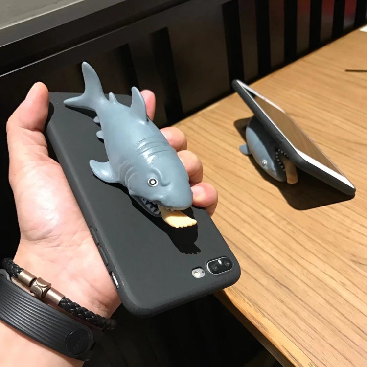 For iPhone 8 Plus & 7 Plus   Personality 3D Silicone Man Eating Shark Protective Case Back Cover (Black)