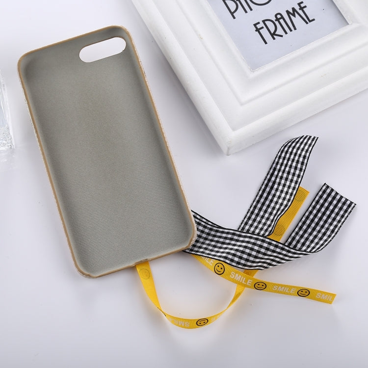 For iPhone 8 Plus & 7 Plus   Diamond Smiling Face Pattern Ribbon Ring Pendant Protective Back Cover Case