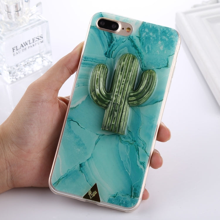 For iPhone 8 Plus & 7 Plus   3D Cactus Pattern Protective Back Cover Case (Green)