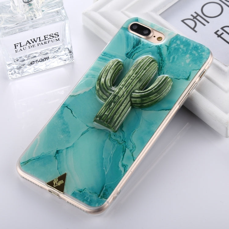For iPhone 8 Plus & 7 Plus   3D Cactus Pattern Protective Back Cover Case (Green)