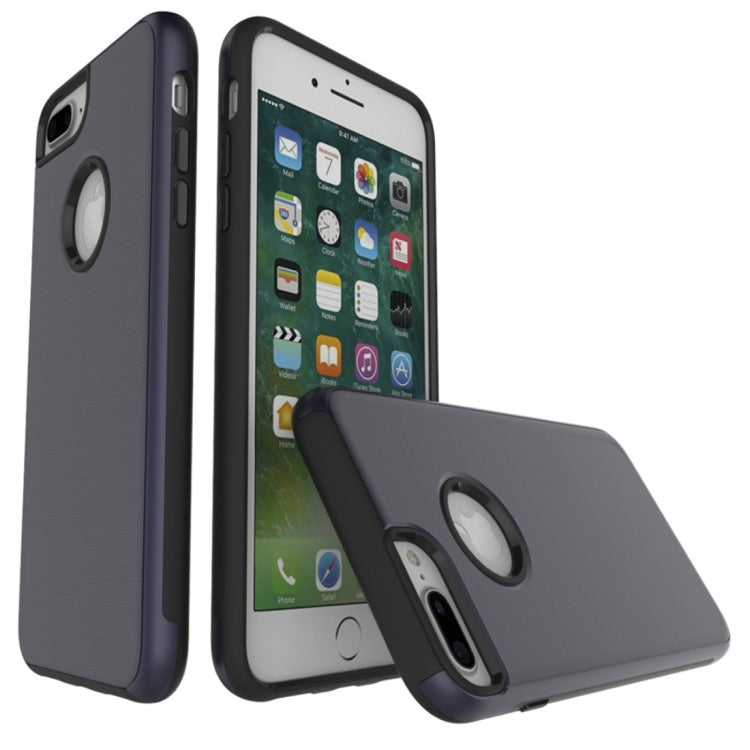 For iPhone 8 Plus & 7 Plus   Simple Brushed Texture 2 in 1 PC + TPU Combination Protective Case