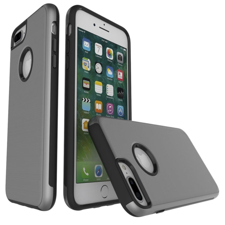 For iPhone 8 Plus & 7 Plus   Simple Brushed Texture 2 in 1 PC + TPU Combination Protective Case