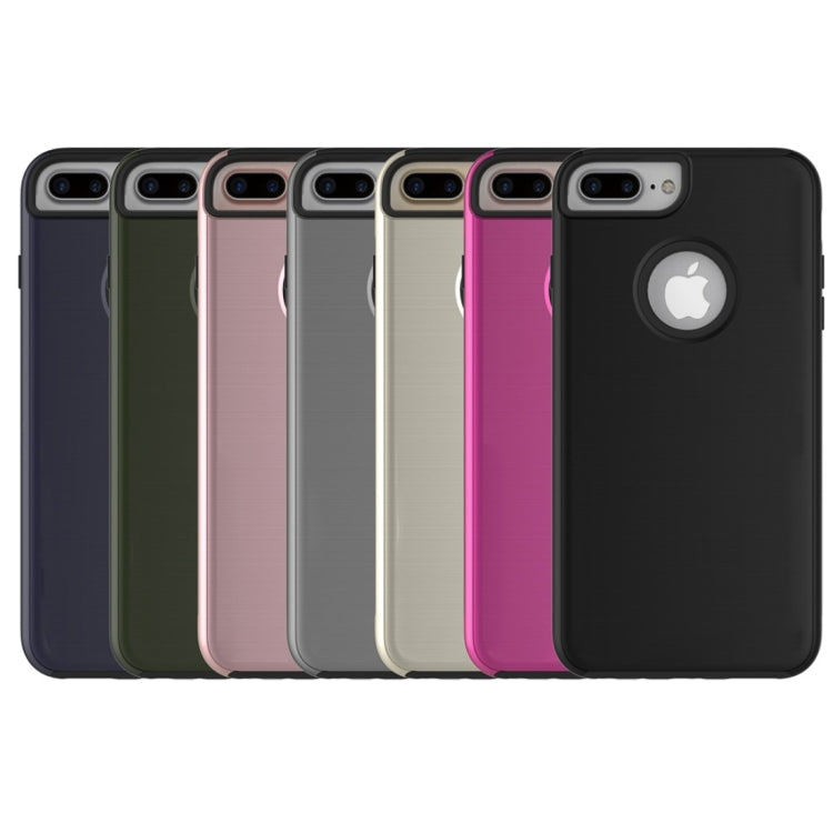 For iPhone 8 Plus & 7 Plus   Simple Brushed Texture 2 in 1 PC + TPU Combination Protective Case