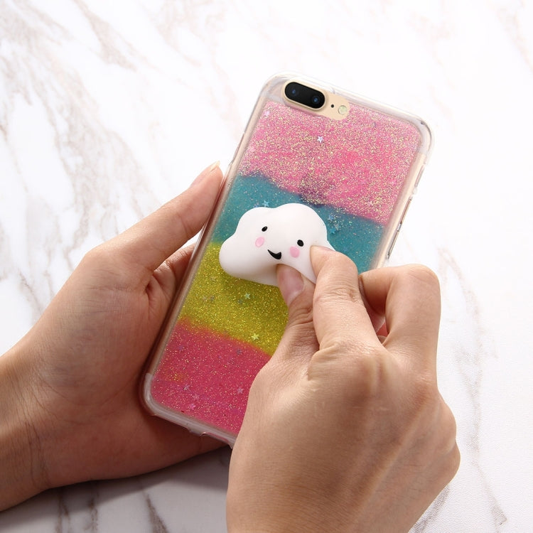 For iPhone 8 Plus & 7 Plus   Glitter Powder Gradient Squeeze Relief Squishy Dropproof Protective Back Cover Case