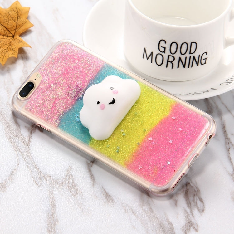For iPhone 8 Plus & 7 Plus   Glitter Powder Gradient Squeeze Relief Squishy Dropproof Protective Back Cover Case