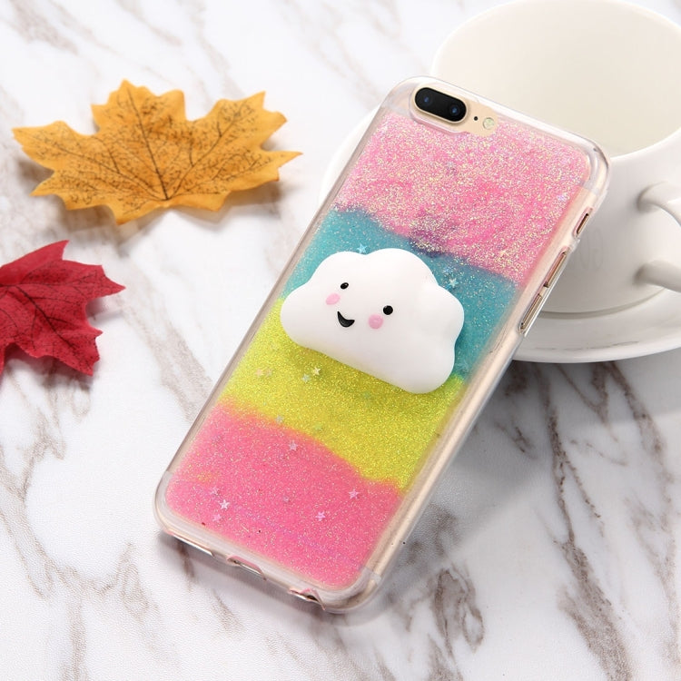 For iPhone 8 Plus & 7 Plus   Glitter Powder Gradient Squeeze Relief Squishy Dropproof Protective Back Cover Case