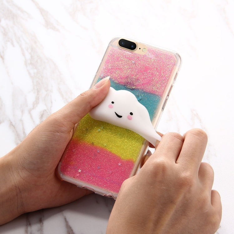For iPhone 8 Plus & 7 Plus   Glitter Powder Gradient Squeeze Relief Squishy Dropproof Protective Back Cover Case