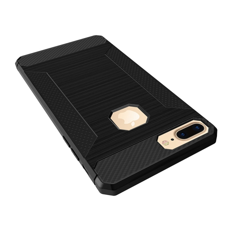For iPhone 8 Plus & 7 Plus   Brushed Carbon Fiber Texture Shockproof TPU Protective Cover Case