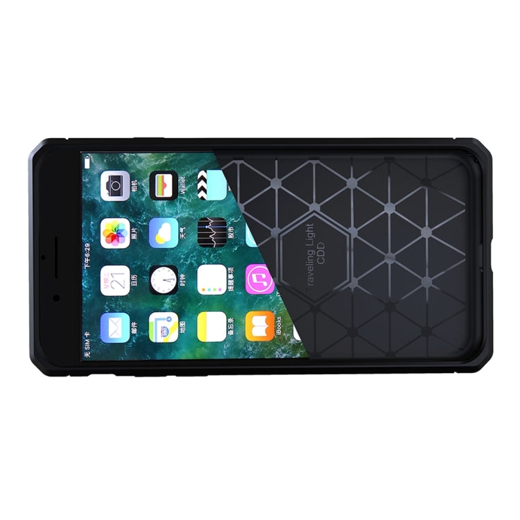 For iPhone 8 Plus & 7 Plus   Brushed Carbon Fiber Texture Shockproof TPU Protective Cover Case