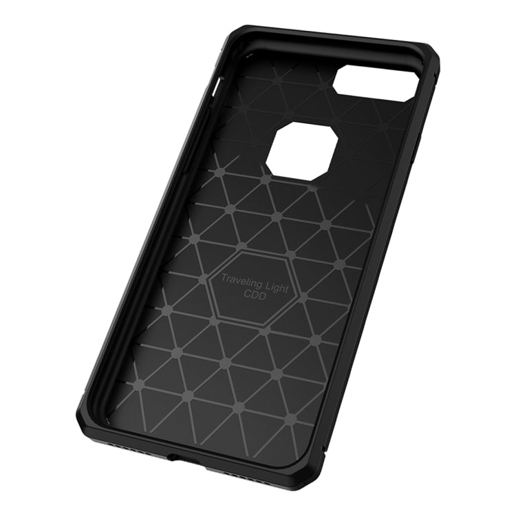For iPhone 8 Plus & 7 Plus   Brushed Carbon Fiber Texture Shockproof TPU Protective Cover Case
