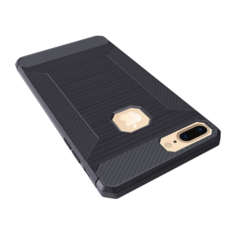 For iPhone 8 Plus & 7 Plus   Brushed Carbon Fiber Texture Shockproof TPU Protective Cover Case