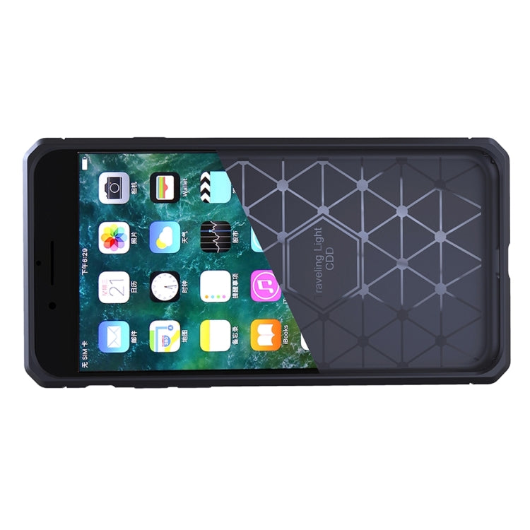 For iPhone 8 Plus & 7 Plus   Brushed Carbon Fiber Texture Shockproof TPU Protective Cover Case