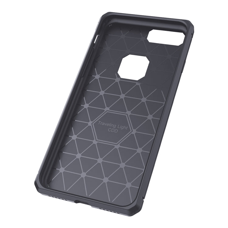 For iPhone 8 Plus & 7 Plus   Brushed Carbon Fiber Texture Shockproof TPU Protective Cover Case