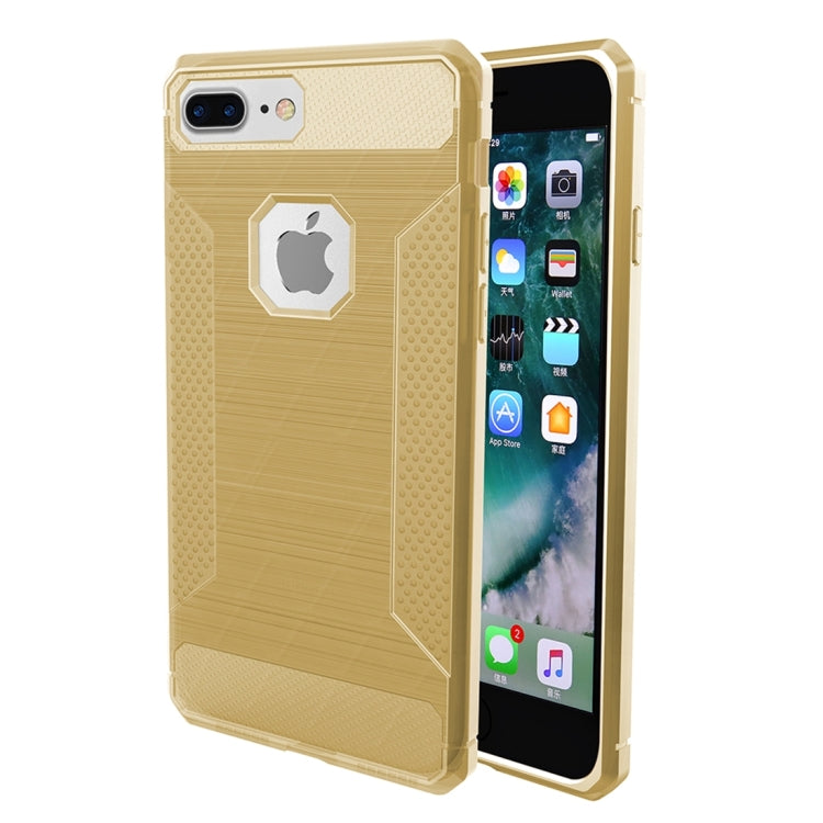 For iPhone 8 Plus & 7 Plus   Brushed Carbon Fiber Texture Shockproof TPU Protective Cover Case