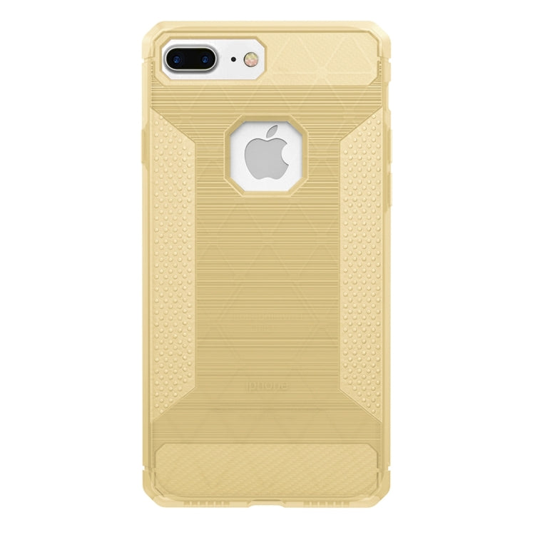 For iPhone 8 Plus & 7 Plus   Brushed Carbon Fiber Texture Shockproof TPU Protective Cover Case