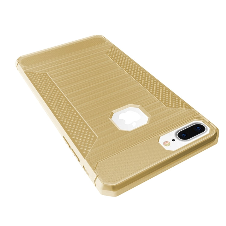 For iPhone 8 Plus & 7 Plus   Brushed Carbon Fiber Texture Shockproof TPU Protective Cover Case