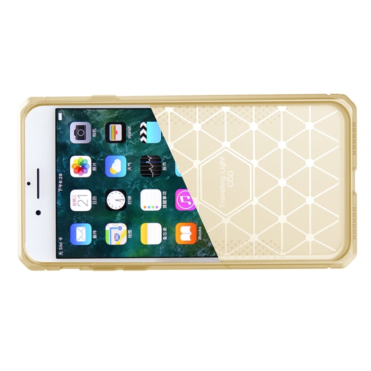 For iPhone 8 Plus & 7 Plus   Brushed Carbon Fiber Texture Shockproof TPU Protective Cover Case