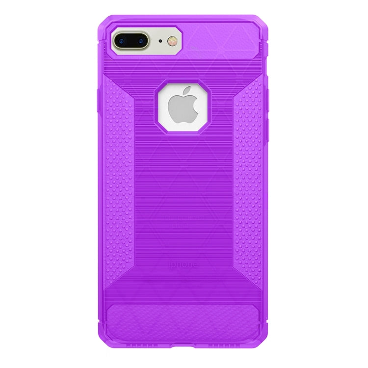 For iPhone 8 Plus & 7 Plus   Brushed Carbon Fiber Texture Shockproof TPU Protective Cover Case