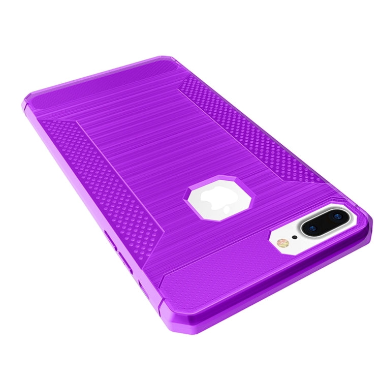 For iPhone 8 Plus & 7 Plus   Brushed Carbon Fiber Texture Shockproof TPU Protective Cover Case