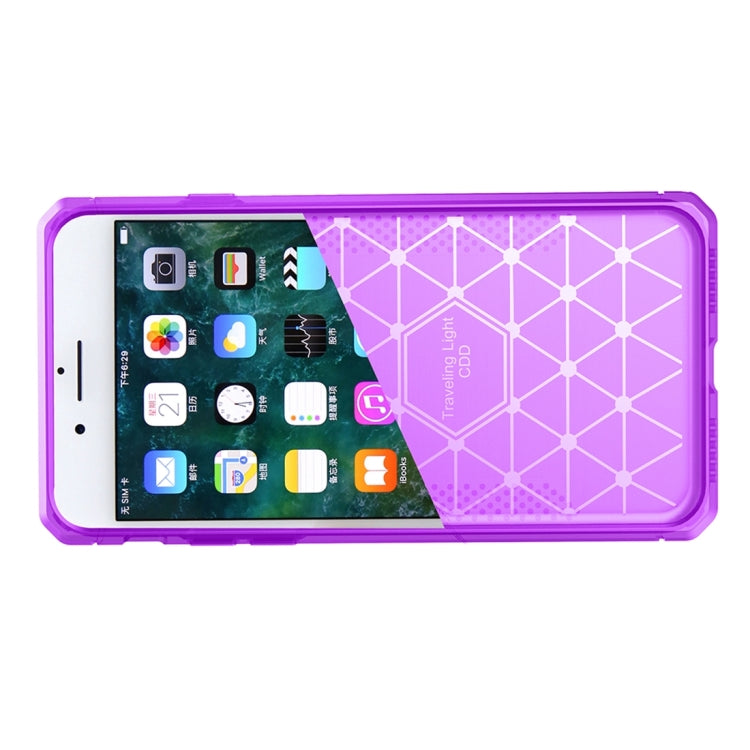For iPhone 8 Plus & 7 Plus   Brushed Carbon Fiber Texture Shockproof TPU Protective Cover Case