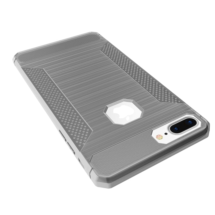 For iPhone 8 Plus & 7 Plus   Brushed Carbon Fiber Texture Shockproof TPU Protective Cover Case