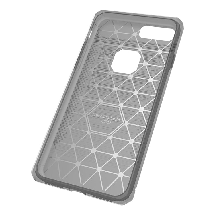 For iPhone 8 Plus & 7 Plus   Brushed Carbon Fiber Texture Shockproof TPU Protective Cover Case