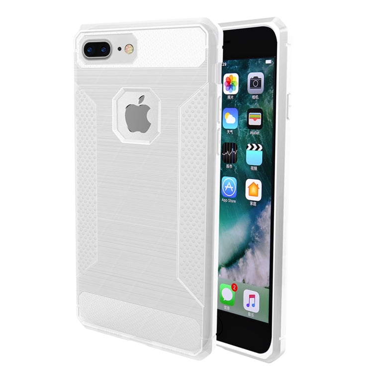 For iPhone 8 Plus & 7 Plus   Brushed Carbon Fiber Texture Shockproof TPU Protective Cover Case
