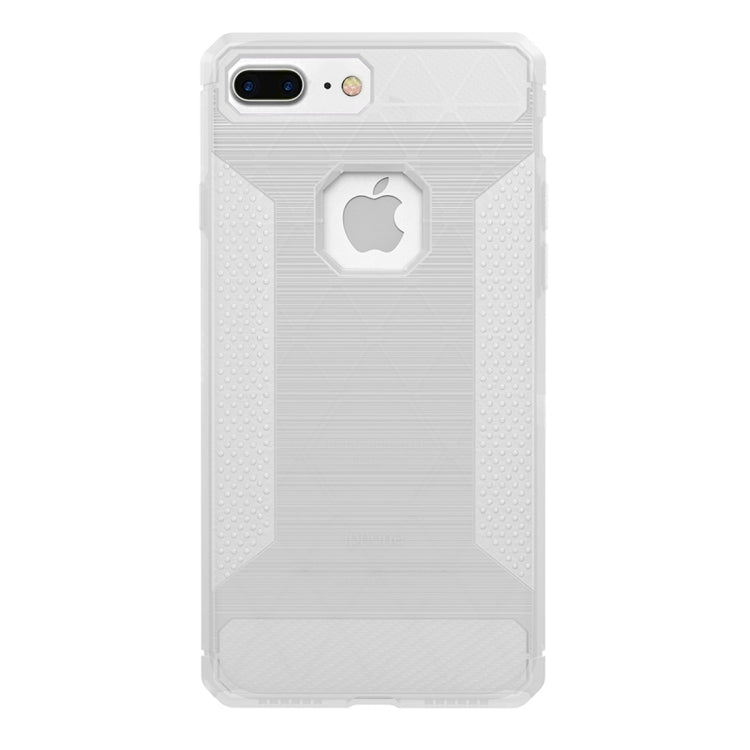 For iPhone 8 Plus & 7 Plus   Brushed Carbon Fiber Texture Shockproof TPU Protective Cover Case