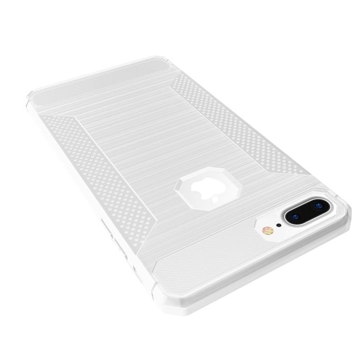 For iPhone 8 Plus & 7 Plus   Brushed Carbon Fiber Texture Shockproof TPU Protective Cover Case