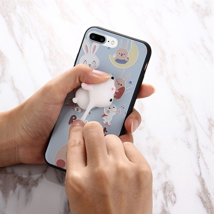 For iPhone 8 Plus & 7 Plus   3D Lovely Rabbit Cartoon Pattern Squeeze Relief IMD Workmanship Squishy Dropproof Protective Back Cover Case