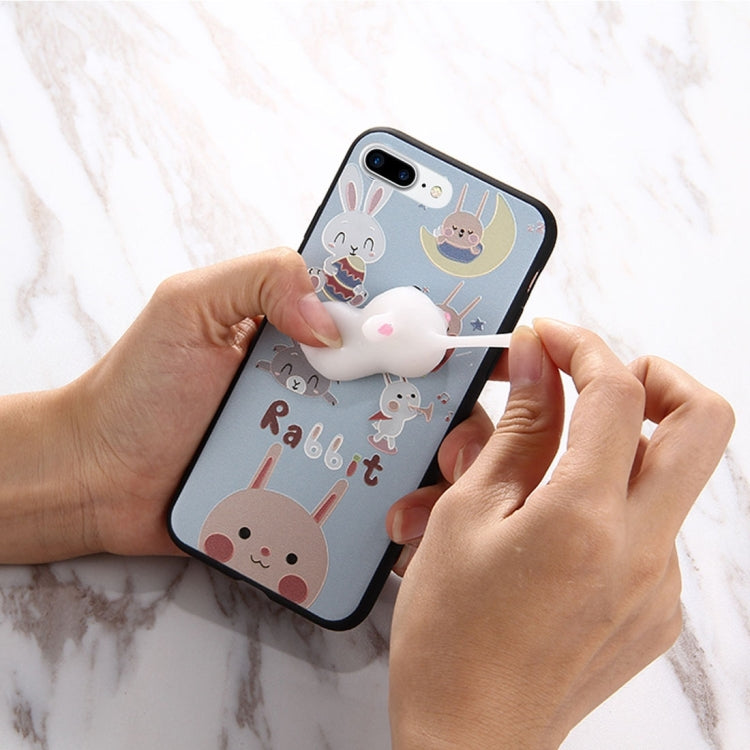 For iPhone 8 Plus & 7 Plus   3D Lovely Rabbit Cartoon Pattern Squeeze Relief IMD Workmanship Squishy Dropproof Protective Back Cover Case